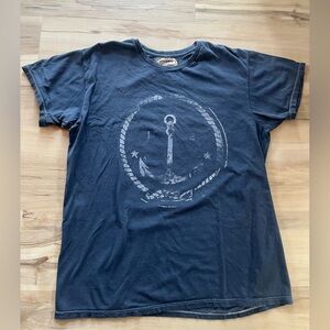 Vintage Rogues Gallery crewneck T-shirt: Ship's Anchor on Dark Blue. USA